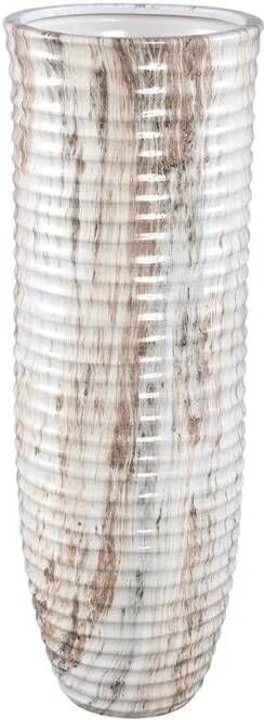 PTMD Miami Cream ceramic pot ribbed round L