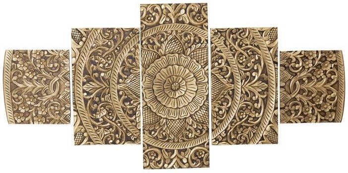 Ptmd Collection PTMD Sharlene Gold MDF antique carved wallpanel 5 pcs
