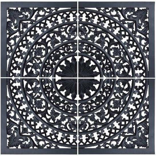 Ptmd Collection PTMD Akoulina Black MDF antique carved wallpanel 4 pcs