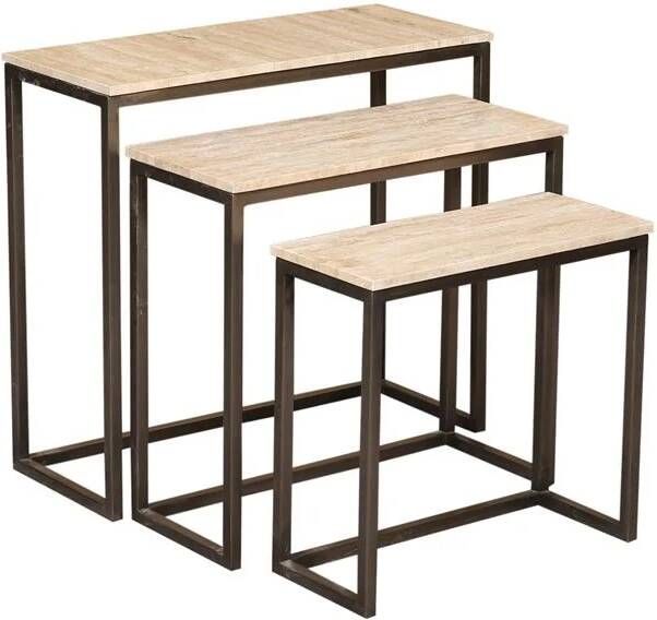 PTMD Zoah Black Travertine rectangle sidetable SV3