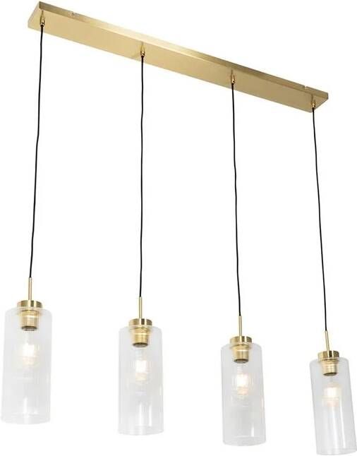 QAZQA Art Deco hanglamp goud met glas 4-lichts Laura