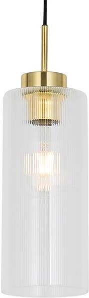 QAZQA Art Deco hanglamp goud met glas Laura