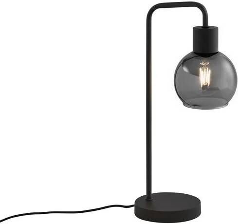 QAZQA Art Deco tafellamp zwart met smoke glas Vidro