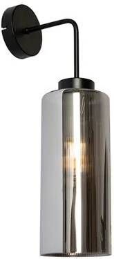 QAZQA Art Deco wandlamp zwart met smoke glas Laura
