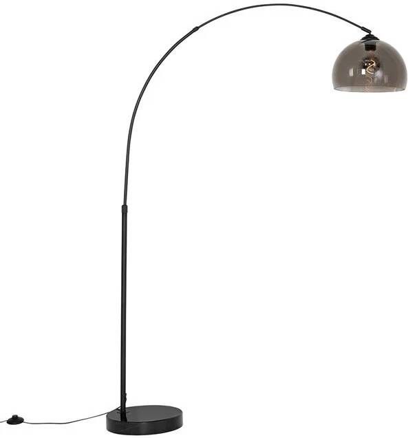 QAZQA Moderne booglamp zwart met smoke glas Arc