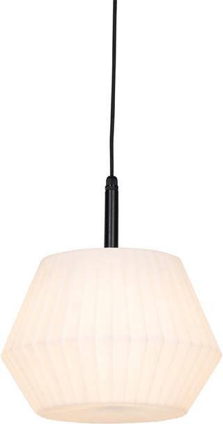 QAZQA Moderne Buiten Hanglamp Zwart Met Witte Kap 32.9 Cm Ip44 Robbert