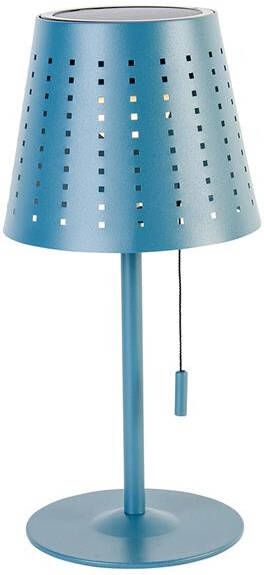 QAZQA Buiten Tafellamp Blauw Incl. Led 3-staps Dimbaar Oplaadbaar En Solar Ferre