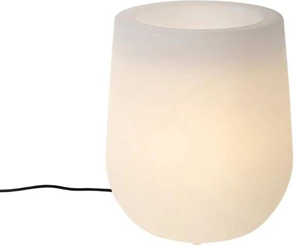 QAZQA Buiten vloerlamp bloempot wit IP44 Flowerpot
