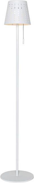 QAZQA ferre Design LED Dimbare Vloerlamp Staande Lamp met Dimmer met Solar Zonne energie 1 lichts H 94 cm Wit Buitenverlichting