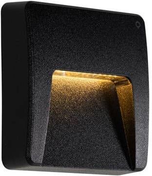 QAZQA Buiten wandlamp zwart vierkant incl. LED IP65 Gem