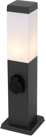 QAZQA malios Moderne Buitenlamp met stopcontact 1 lichts H 45 cm Zwart Buitenverlichting