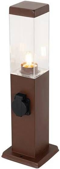 QAZQA malios Design Buitenlamp met stopcontact 1 lichts H 45 cm Roestbruin Buitenverlichting