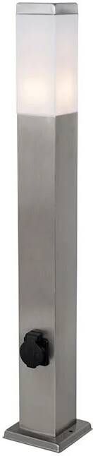 QAZQA malios Moderne Buitenlamp met stopcontact 1 lichts H 80 cm Staal Buitenverlichting