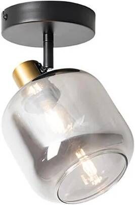 QAZQA Design plafondspot zwart met goud met smoke glas Zuzanna