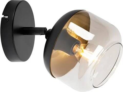 QAZQA Design spot zwart met goud en smoke glas Kyan