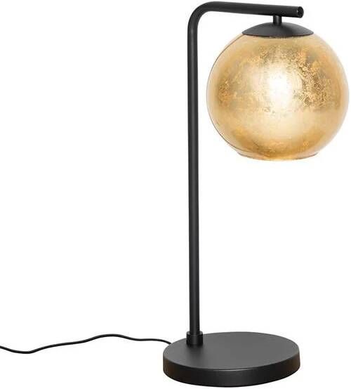 QAZQA Design tafellamp zwart met goud glas Bert