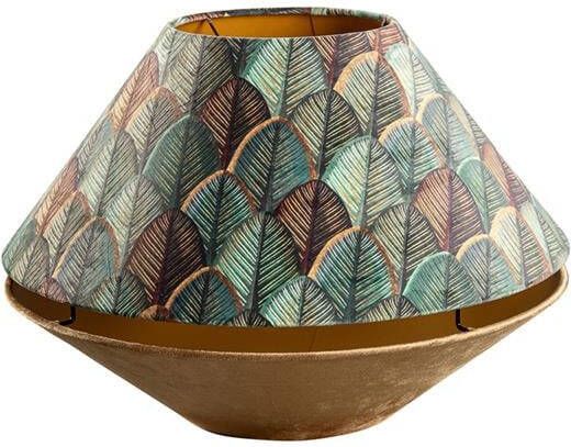 QAZQA Dubbele velours lampenkap blad dessin en beige met gouden