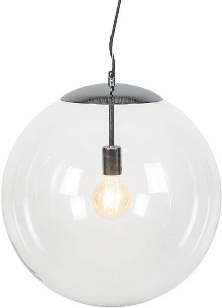 QAZQA Scandinavische Hanglamp Chroom Met Helder Glas Ball 50