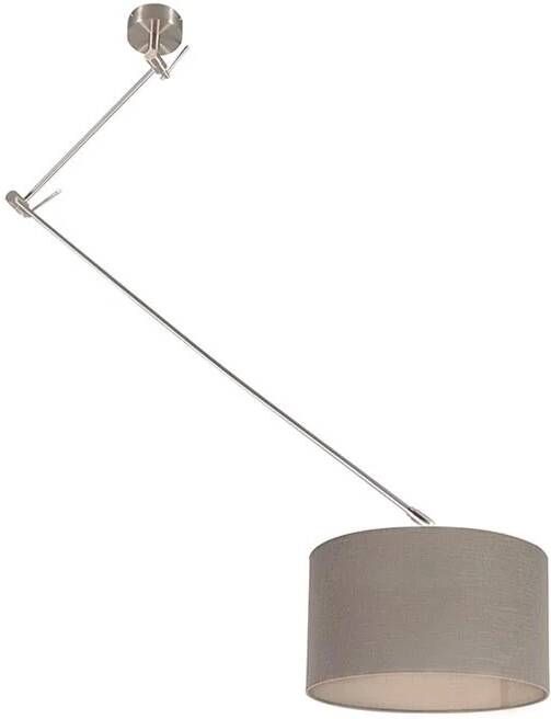 QAZQA Hanglamp Staal Met Kap 35cm Taupe Verstelbaar Blitz
