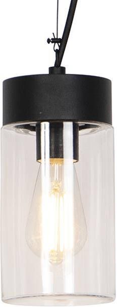 QAZQA Moderne hanglamp zwart met glas IP44 Jarra