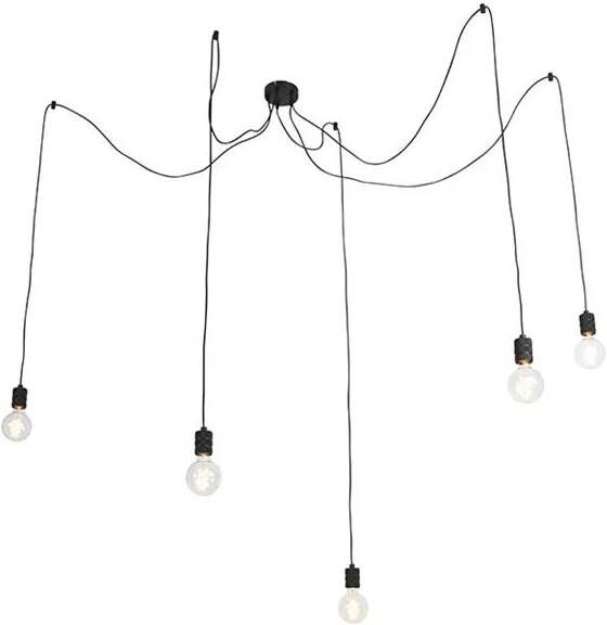 QAZQA Design Hanglamp Zwart 5-lichts Cavalux