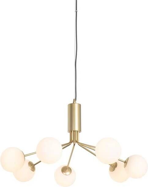 QAZQA Art Deco Hanglamp Goud Met Opaal Glas 7-lichts Coby