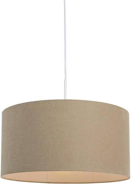 QAZQA Landelijke hanglamp wit met beige kap 50cm Combi
