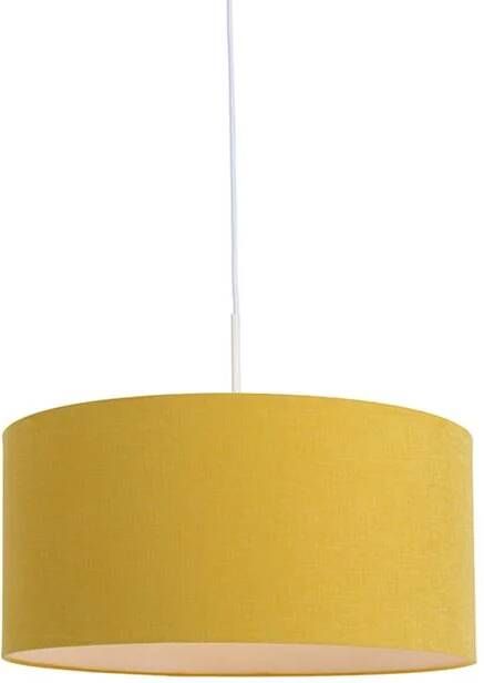 QAZQA Hanglamp wit met gele kap 50 cm Combi 1