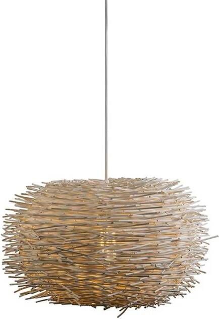 QAZQA Landelijke Hanglamp Wit Rotan Hatch 45