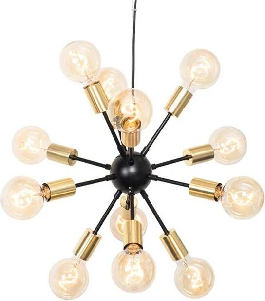 QAZQA Design Hanglamp Zwart Met Goud 12-lichts Juul