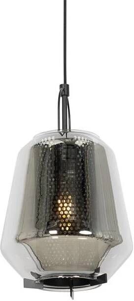 QAZQA Art Deco Hanglamp Zwart Met Smoke Glas 23 Cm Kevin