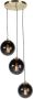 QAZQA Hanglamp Woonkamer Art Deco Modern Drie Zwarte Glazen Bollen Bij Elkaar Zithoek Bijzettafel - Thumbnail 2