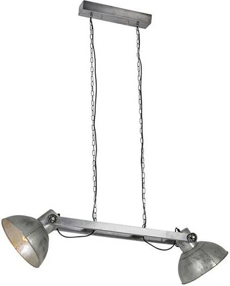 QAZQA samia-sabo Industriele Hanglamp voor boven de eettafel in eetkamer 2 lichts L 100 cm Staal Industrieel Woonkamer Slaapkamer Keuken