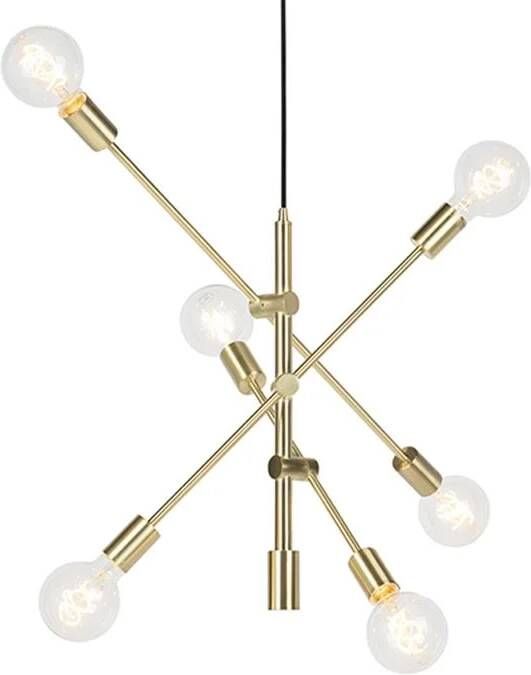 QAZQA sydney Retro Hanglamp voor boven de eettafel in eetkamer 6 lichts Ø 780 mm Messing Woonkamer Slaapkamer Keuken - Foto 2