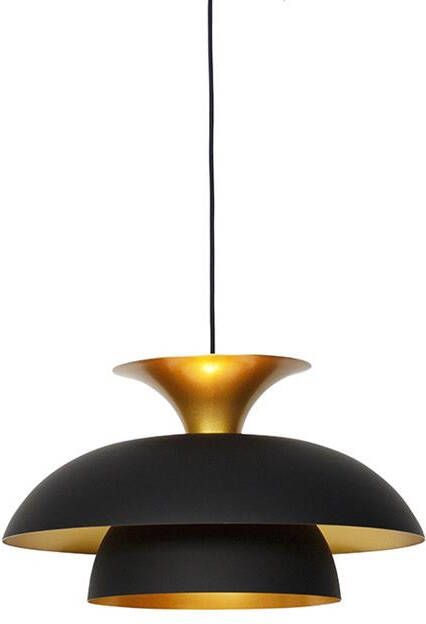 QAZQA Titus Moderne Hanglamp met kap 1 lichts Ø 500 mm Zwart Woonkamer Slaapkamer Keuken