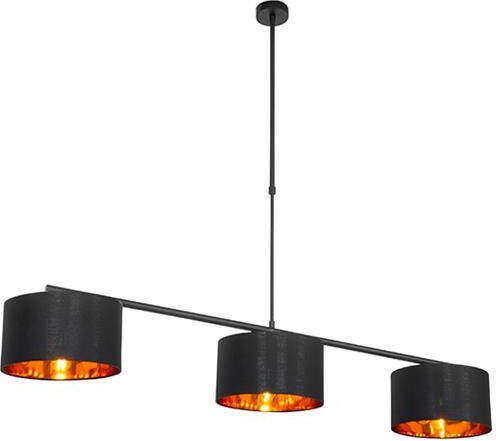 QAZQA Moderne Hanglamp Zwart Met Goud 125 Cm 3-lichts Vt 3