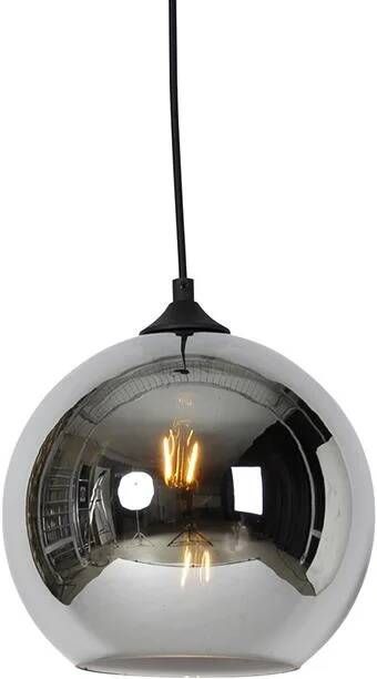 QAZQA Art deco hanglamp zwart met smoke glas Wallace