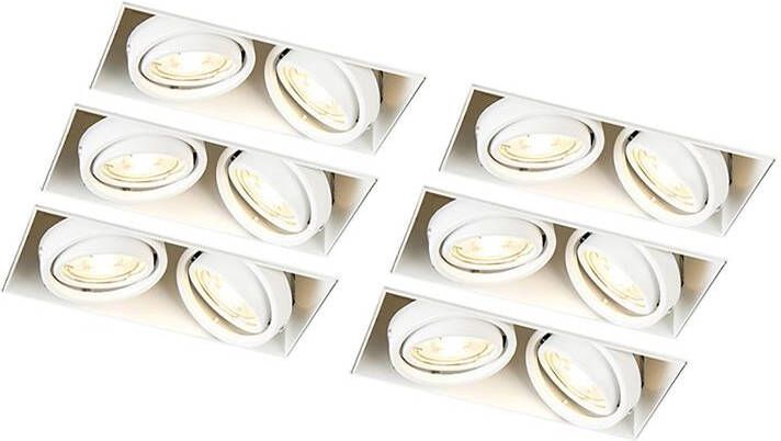 QAZQA Set Van 6 Inbouwspots Wit Gu10 Kantelbaar Trimless 2-lichts Oneon