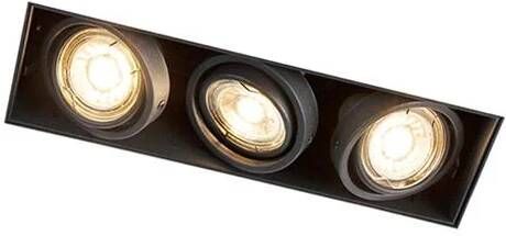 QAZQA Inbouwspot zwart draai- en kantelbaar trimless 3-lichts Oneon