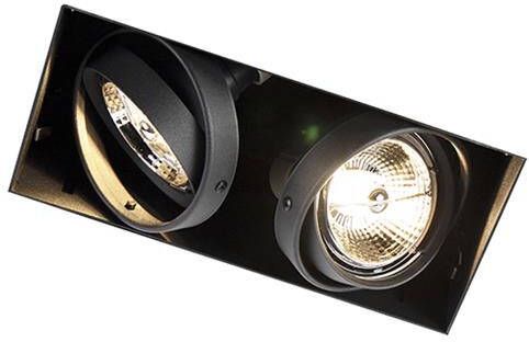 QAZQA Inbouwspot zwart GU10 AR70 trimless 2-lichts Oneon