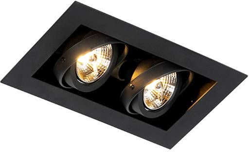 QAZQA Moderne inbouwspot zwart 2-lichts verstelbaar Oneon 70