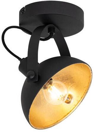 QAZQA Industriële Plafondlamp Zwart Met Goud 15 Cm Verstelbaar Magnax