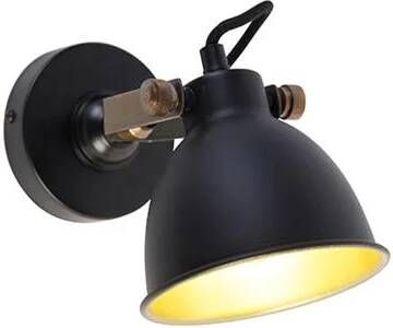 QAZQA Industriële Wandlamp Zwart Met Goud Verstelbaar Liko