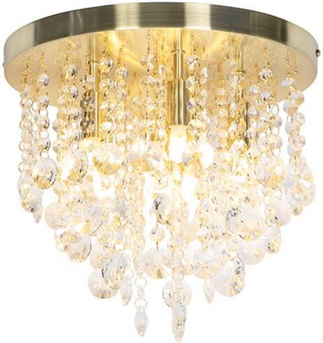 QAZQA Klassieke plafondlamp goud met glas Medusa