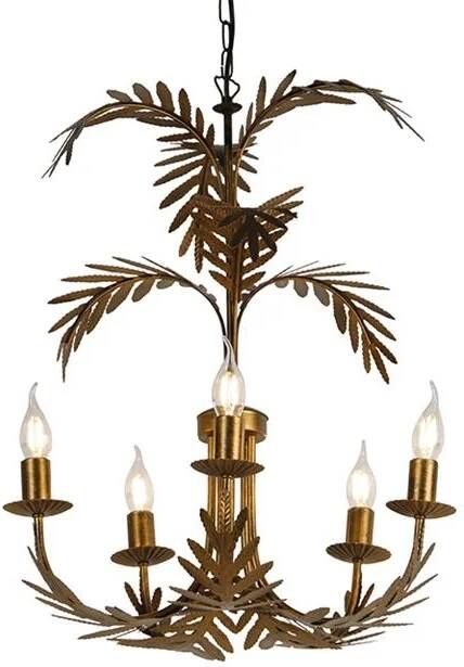 QAZQA Vintage Kroonluchter Goud 5-lichts Botanica
