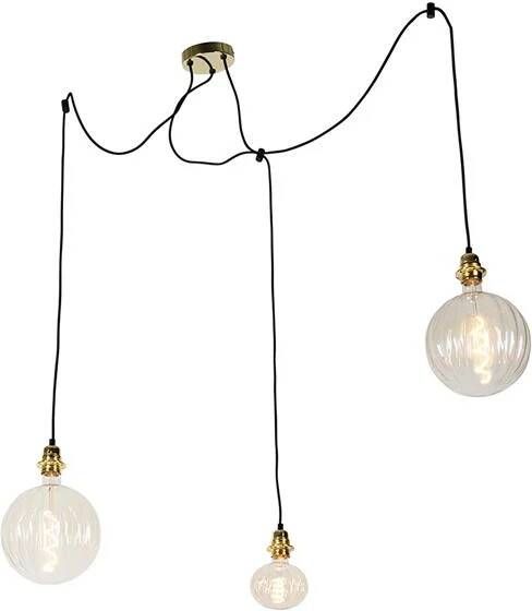 QAZQA Hanglamp Goud 3-lichts Incl. Led Amber Dimbaar Cava Luxe