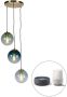 QAZQA pallon Art Deco LED Dimbare Smart Hanglamp incl. wifi met Dimmer 3 lichts Ø 45 cm Naturel Woonkamer | Slaapkamer | Keuken - Thumbnail 2