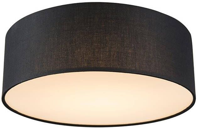 QAZQA Plafondlamp Zwart 30 Cm Incl. Led Drum Led