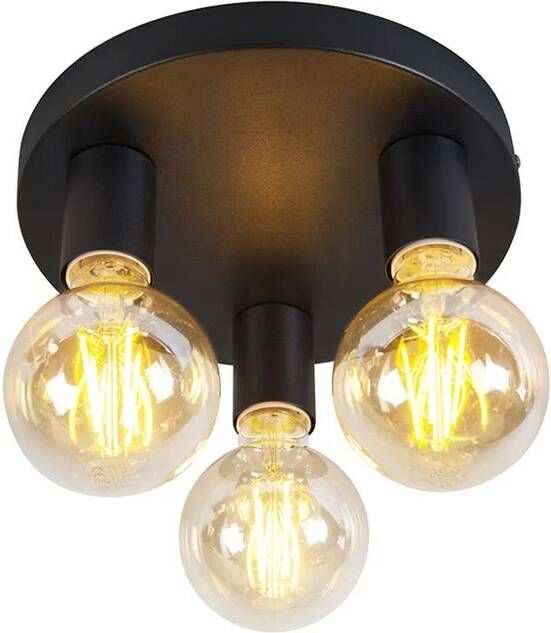 QAZQA facil Klassieke LED Smart Plafondlamp incl. wifi 3 lichts Ø 34.5 cm Zwart Woonkamer | Slaapkamer | Keuken