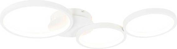 QAZQA Design Plafondlamp Wit Incl. Led 3-staps Dimbaar 3-lichts Pande